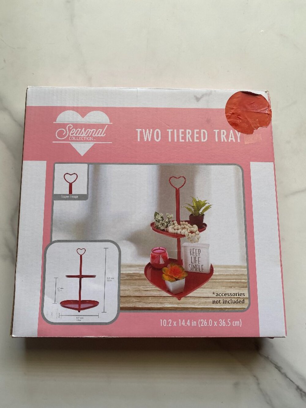 Valentine’s Day Heart Two-Tier Tray Stand | Red Decorative Dessert Tray | Farmho
